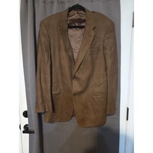Hart Schaffner Marx Brown‎ Blazer, Men's 42L Plaid Sport Coat, Two Button, Tweed